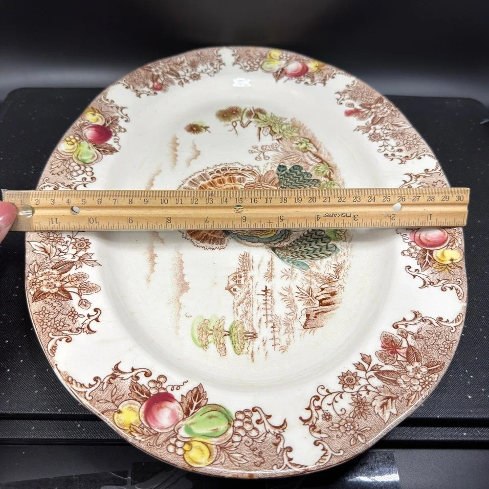Vintage Fred Roberts‎ Co Turkey Platter Thanksgiving Serving Tray Japan 16 Inch